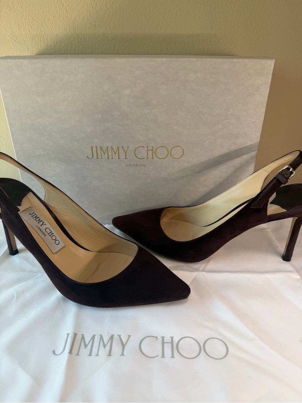 Jimmy Choo Erin 85 Burgundy Suede Slingback Pumps Heels EU 38.5 US 8.5